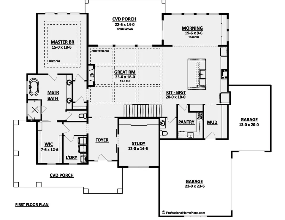The Briarwood main level floor plan